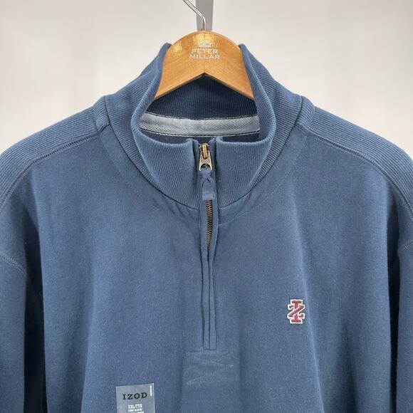 IZOD 1/4 Zip Sweatshirt WMNS XXL Navy Fleece Logo Long Sleeve Winter Outdoor VTG - Picture 4 of 7